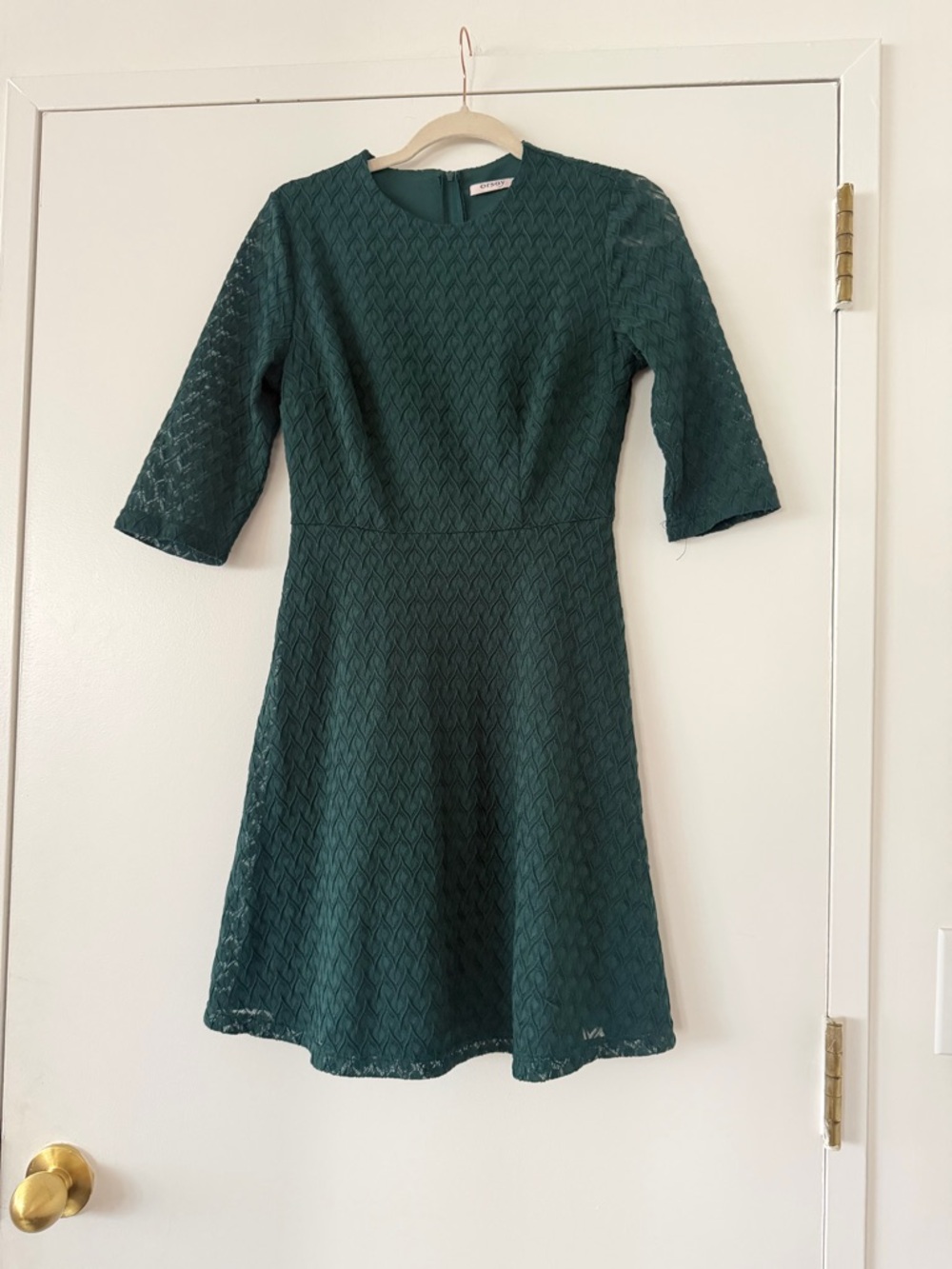 Women's Textured Fit-and-Flare Dress in Deep Teal
